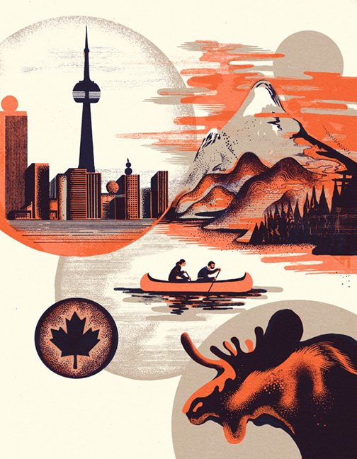 Icinori-Illustration-for-travel-magazine-Long-Cours-Canada